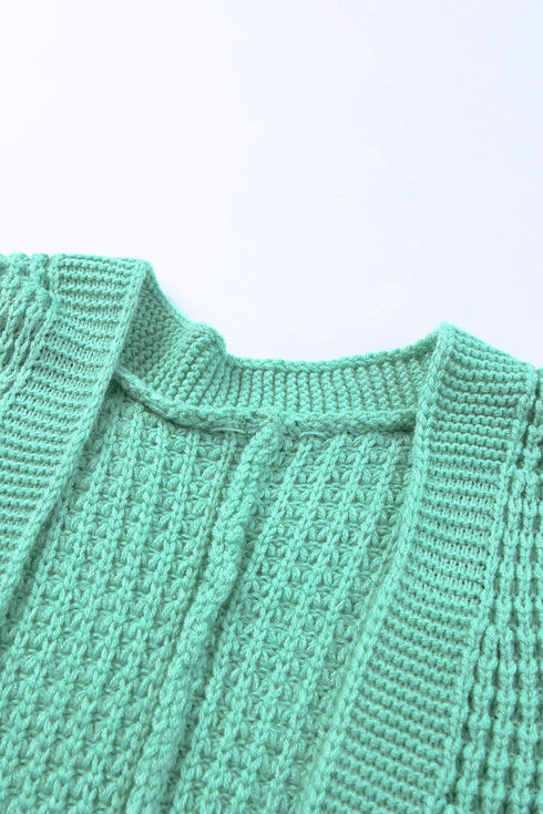 Long Line Open Front Knitted Cardigan With Pockets
